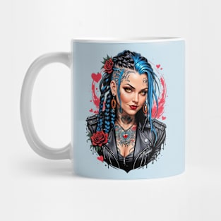 Bohemian Punk girl happy valentine retro vintage tribal design Mug